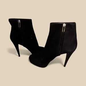 Yves Saint Laurent Black Suede Heeled Boots
